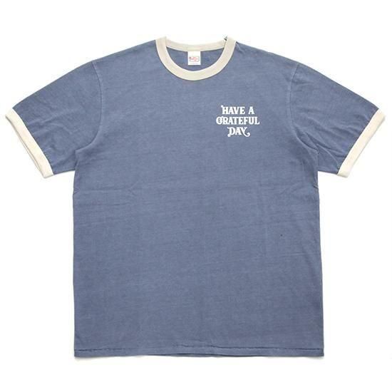 HAVE A GRATEFUL DAY ハブアグレイトフルデイ｜FLOWERS RINGER T-SHIRT (ネイビー)(プリント リンガーTシャツ)