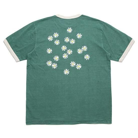 HAVE A GRATEFUL DAY ハブアグレイトフルデイ｜FLOWERS RINGER T-SHIRT (ティール)(プリント リンガーTシャツ)の2枚目の画像