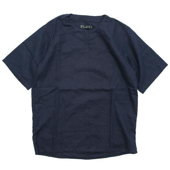 Nasngwam ナスングワム｜LIBERTY SHIRTS (ネイビー)(リネンで涼しい半袖シャツ)