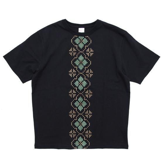 HAVE A GRATEFUL DAY ハブアグレイトフルデイ｜T-SHIRT -VTG STITCH (ブラック/グリーン)(刺繍Tシャツ)の商品画像1枚目