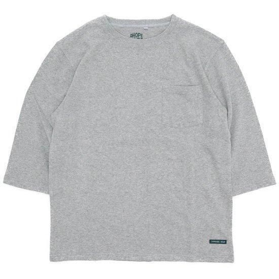 A HOPE HEMP アホープヘンプ｜Set in POCKET 3/4 Tee (アッシュドグレイ)(ポケット 七分袖Tシャツ)