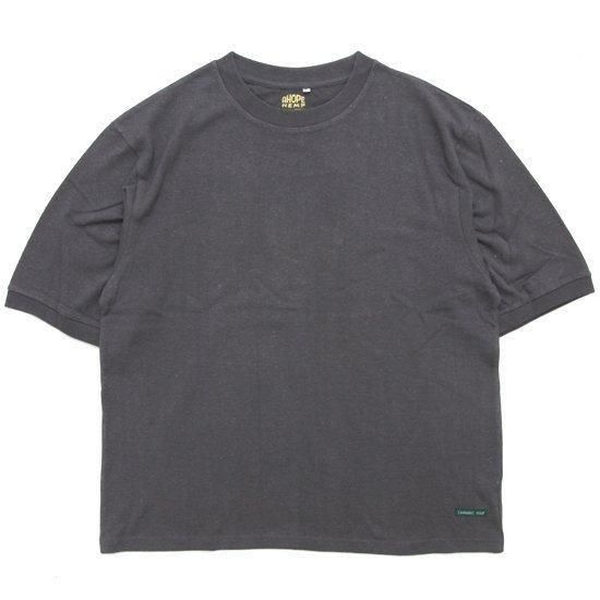 A HOPE HEMP アホープヘンプ｜S/S Trim Big Tee (オールドブラッキー)(ゆったり 長め袖Tシャツ)
