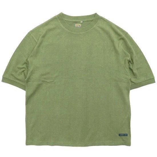 A HOPE HEMP アホープヘンプ｜S/S Trim Big Tee (ハーブ)(ゆったり 長め袖Tシャツ)の商品画像1枚目
