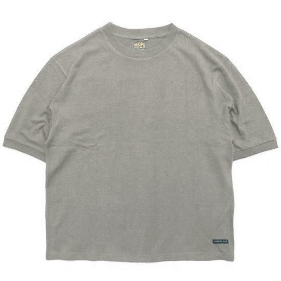 A HOPE HEMP アホープヘンプ｜S/S Trim Big Tee (サンド)(ゆったり 長め袖Tシャツ)