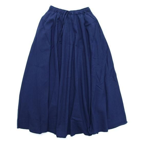 A HOPE HEMP アホープヘンプ｜レディース Gathered Long Skirt (ネイビー)(スカート)の商品画像1枚目