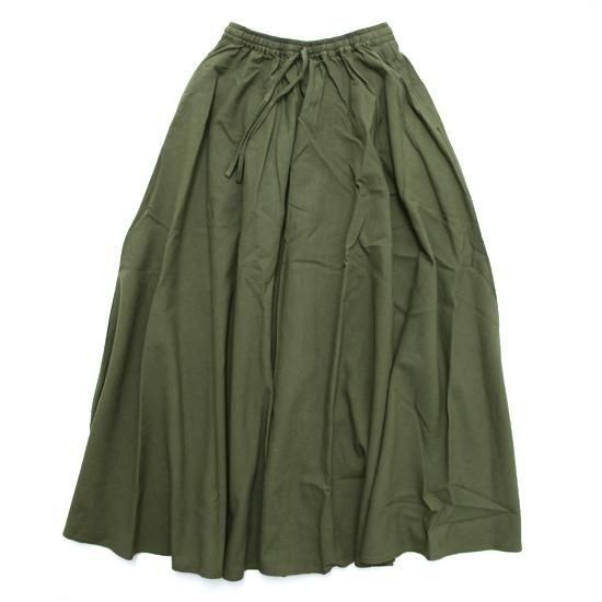 A HOPE HEMP アホープヘンプ｜レディース Gathered Long Skirt (オリーブ)(スカート)の商品画像1枚目