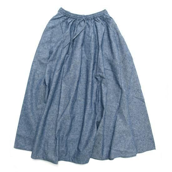 A HOPE HEMP アホープヘンプ｜レディース Gathered Long Skirt (インディゴ)(スカート)の商品画像1枚目