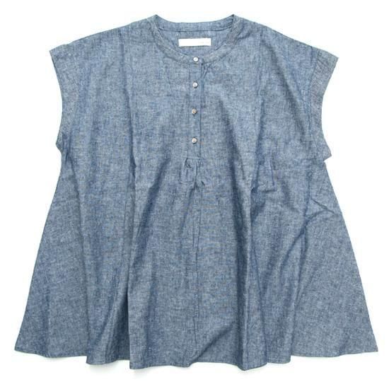 A HOPE HEMP アホープヘンプ｜レディース French sleeve Flared Shirt (インディゴ)(フレンチスリーブシャツ)の商品画像1枚目