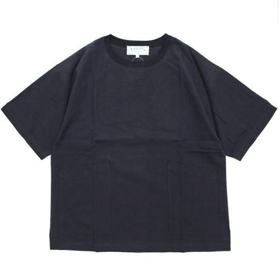 A HOPE HEMP アホープヘンプ｜Woven S/S Double Pocket Tee (ブラック)(シャツ生地のTシャツ)
