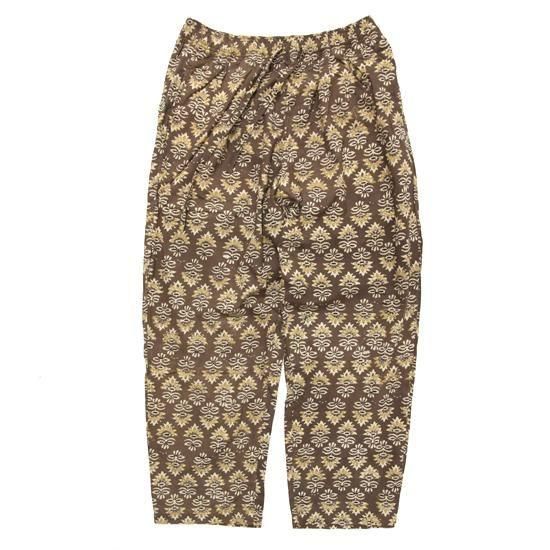 GOHEMP ゴーヘンプ｜INDIA BLOCK GREEN HILL PANTS (ブラウン)(ブロックプリント イージーパンツ)