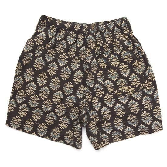 GOHEMP ゴーヘンプ｜INDIA BLOCK JAM SHORTS (ブラック)(ブロックプリント ショートパンツ)の2枚目の画像