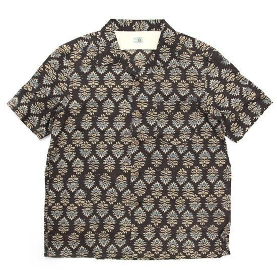 GOHEMP ゴーヘンプ｜INDIA BLOCK OPEN MIND SHIRTS (ブラック)(ブロックプリント 開襟シャツ)