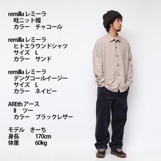 タイムサービス‼️REMILLA ヒトエラウンドシャツ　XL remilla レミーラ トップス ヒトエラウンドシャツ : BROWN FLOOR