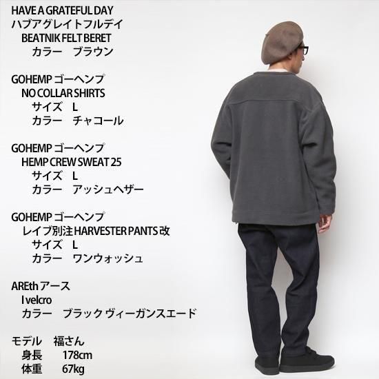 GOHEMP｜NO COLLAR SHIRTS CHARCOAL