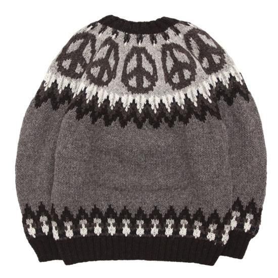 HAVE A GRATEFUL DAY｜PEACE PATTERN KNIT CREW BROWN