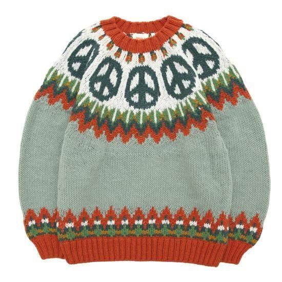 HAVE A GRATEFUL DAY ϥ֥쥤ȥեǥPEACE PATTERN KNIT CREW (꡼)(ڥ롼˥å)
