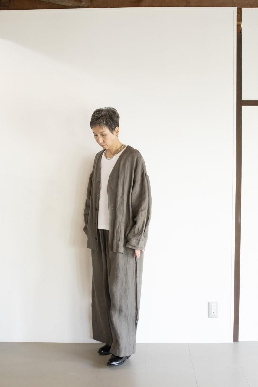 ツイルリネンのダボ袖ジャケット（ロング丈） - YAMMA