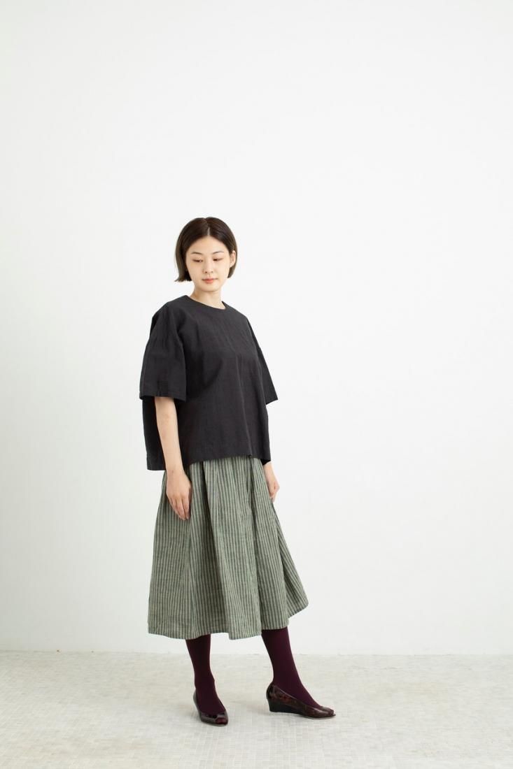 会津木綿うしろ一つボタンシャツ 縞柄 - YAMMA
