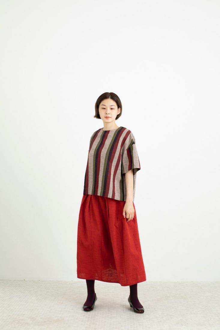 会津木綿うしろ一つボタンシャツ 縞柄 - YAMMA