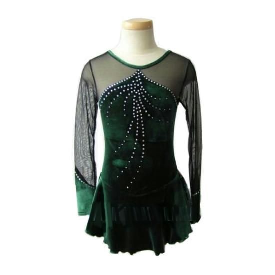 フィギュアスケート衣装 コスチューム ダークグリーン Ifi5128 Laスケート