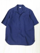 Scye リネン高密度  イタリアンカラー半袖シャツ（ネイビー）【メンズ】