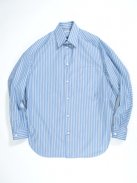 Scye ストライプコットンポプリン レギュラーカラービッグシャツ(サックスブルー)【ウィメンズ】
