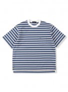 Scye BASICS ストライプコットンジャージー H/S Tシャツ（スモークブルー）【メンズ】