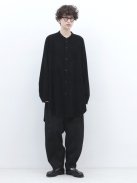 FIRMUM フランネルレーヨン スタンドカラーシャツ(ブラック)【ユニセックス】