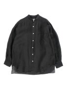 HERILL ラミーリネン スタンドカラーシャツ(ブラック)【ユニセックス】