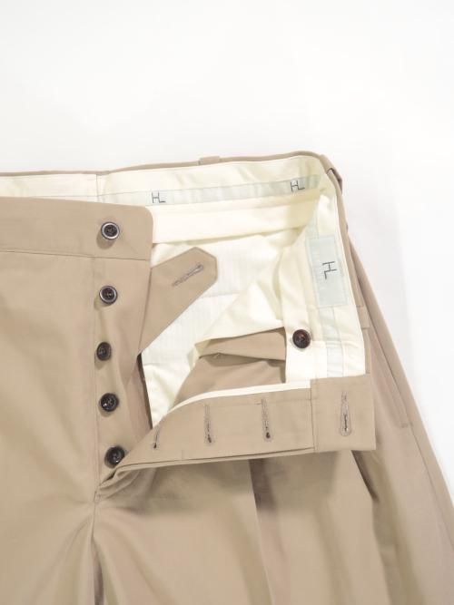 【超美品】HERILL エジプシャンチノ タックショーツ(ユニセックス) HERILL エジプシャンチノ タックショーツ(カーキ)【ユニセックス