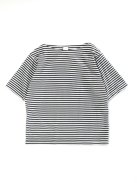 YAECA STOCK ボートネックTシャツ(ネイビーストライプ)【ウィメンズ】