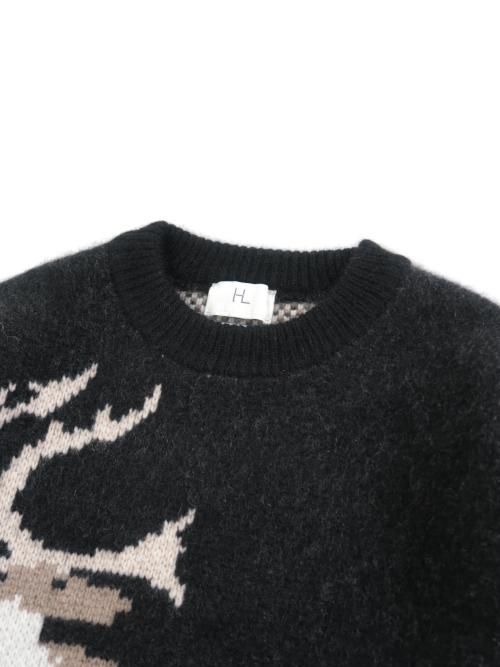 HERILL カシミヤ ジャカードセーター(トナカイ/ブラック)【ユニ HERILL カシミヤ ジャカードセーター(トナカイ/ブラック)【ユニ
