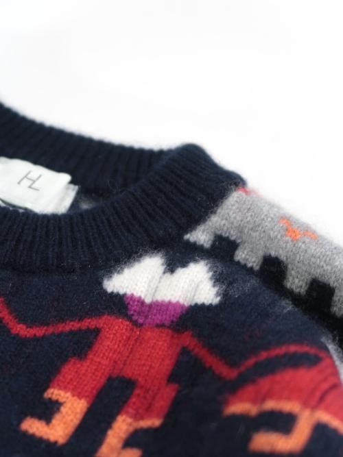 HERILL Cashmere Jacquard Sweater(Navy/Gray)【ユニセックス