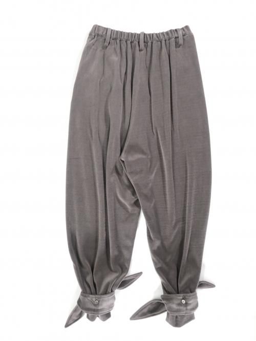TENNE HANDCRAFTED MODERN velour ribbon pants(グレー