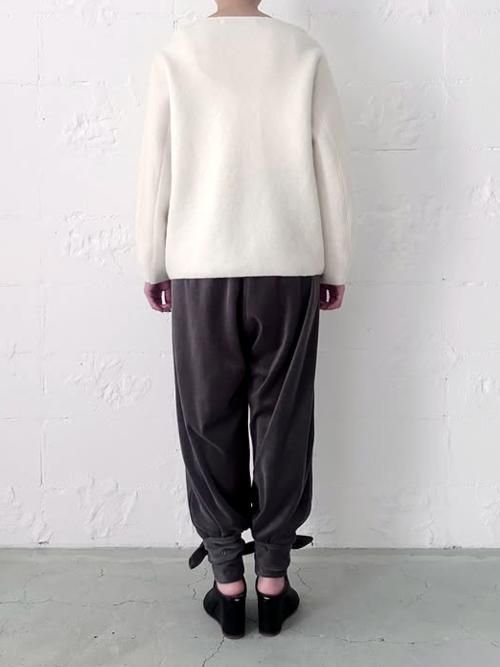 TENNE HANDCRAFTED MODERN velour ribbon pants(グレー