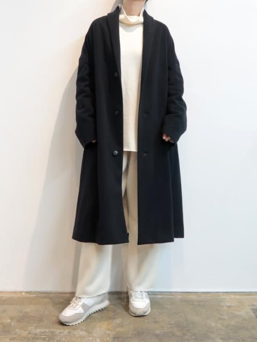 ゴーシュ ウールベロア ショールカラーコート(ブラック) - BAZAAR by