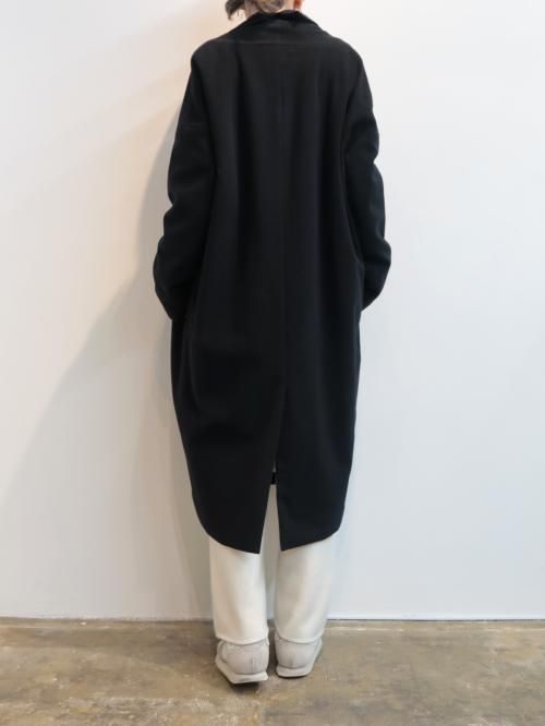 ゴーシュ ウールベロア ショールカラーコート(ブラック) - BAZAAR by