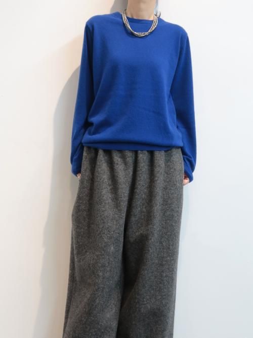 YAECA CONTEMPO 14Gカシミヤニット‐クルーネック‐(ブルー)【ウィメンズ