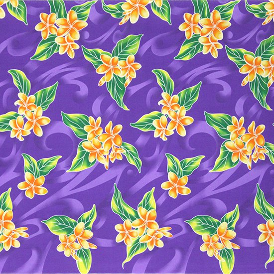 紫のハワイアンファブリック プルメリア柄 fab-2809PP 【4yまでメール便可】 【NPS】