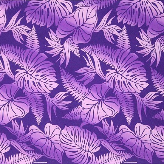 紫のハワイアンファブリック モンステラ・タロ柄 fab-2818PP 【4yまでメール便可】