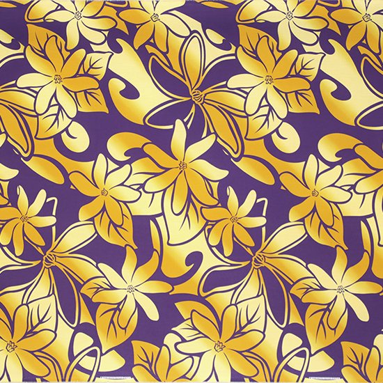 黄色と紫のハワイアンファブリック ティアレ・グラデーション柄 fab-2834YWPP 【4yまでメール便可】