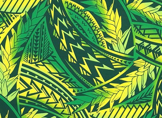 きみどりのハワイアンファブリック トライバル・リーフ柄 fab-2836LG