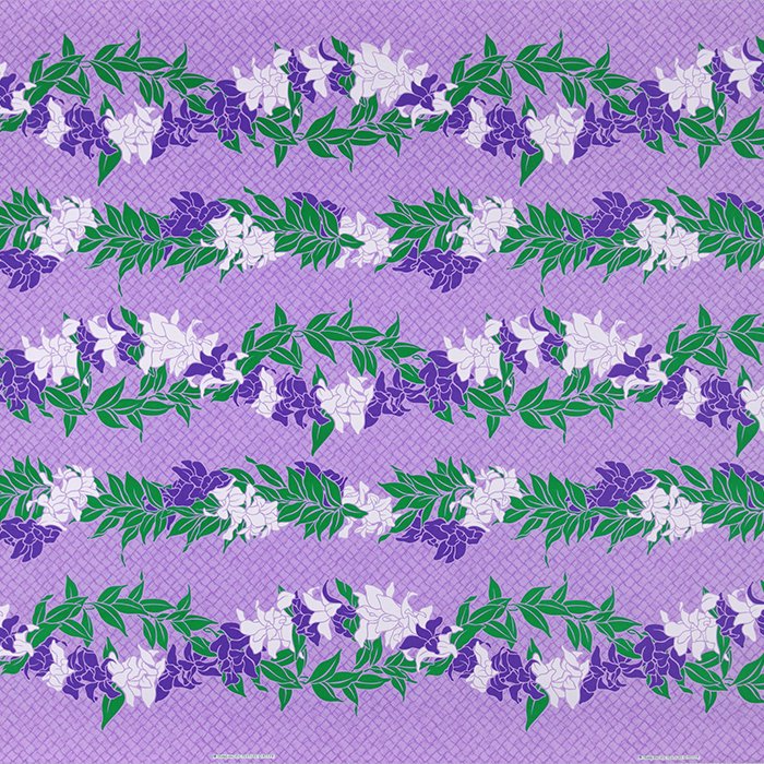 紫のハワイアンファブリック ラウハラ・ボーダー柄 fab-2842PP 【4yまでメール便可】