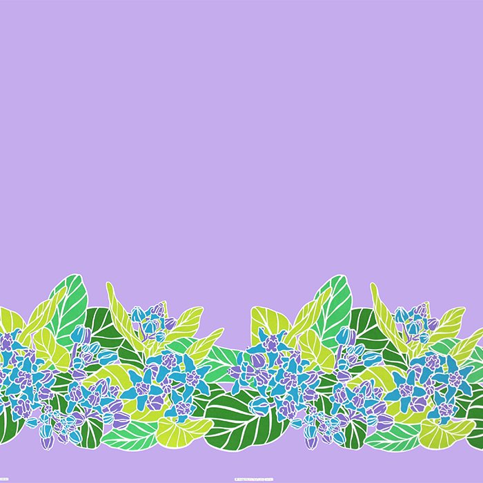紫のハワイアンファブリック クラウンフラワー柄 fab-2852PP 【4yまでメール便可】