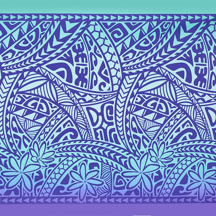 紫と水色のハワイアンファブリック ティアレ・トライバル・グラデーション柄 fab-2853PPAQ 【4yまでメール便可】