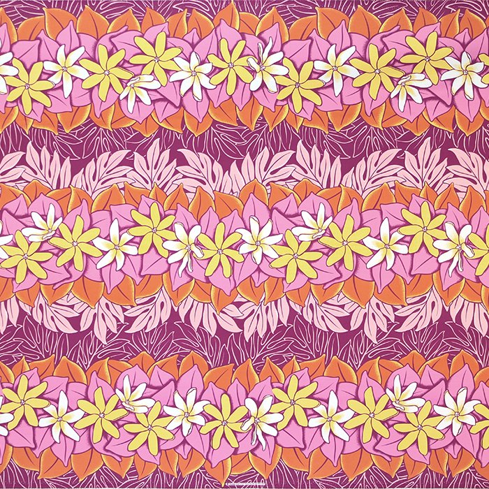 紫とピンクのハワイアンファブリック ティアレ・モンステラ柄 fab-2854PPPi 【4yまでメール便可】