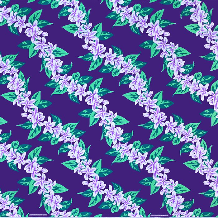 紫のハワイアンファブリック プルメリア柄 fab-2858PP 【4yまでメール便可】