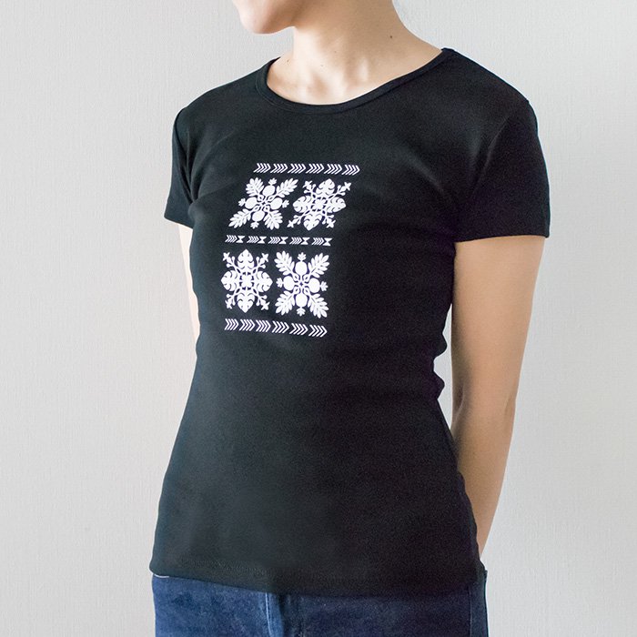 レディースTシャツ−キルト シルクプリント tsht-quilt 【2枚までメール便可】