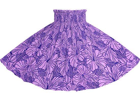 パウスカート 紫 ハイビスカス柄 spau-rm-2864PP 仕上がり丈約73cm 4本ゴム【既製品】