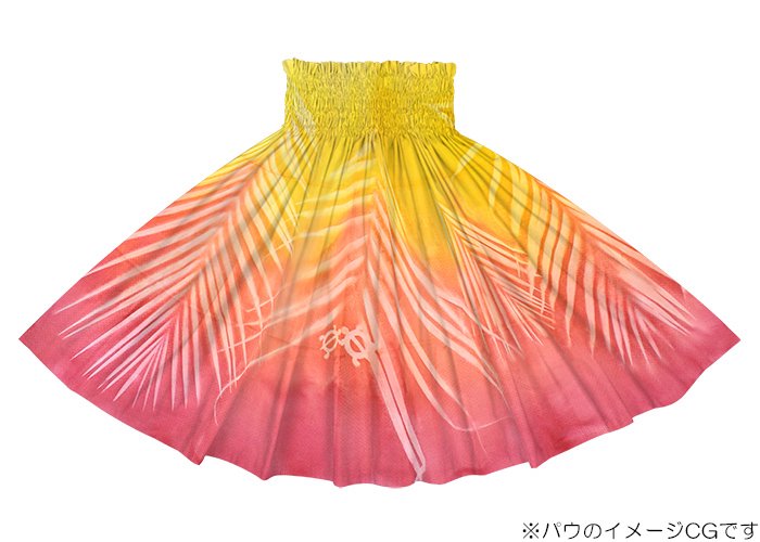 【ボゾ・プアロア】 ピンク・オレンジ・黄色のパウスカート ヤシ柄 【コットン100%】 bozo-2309